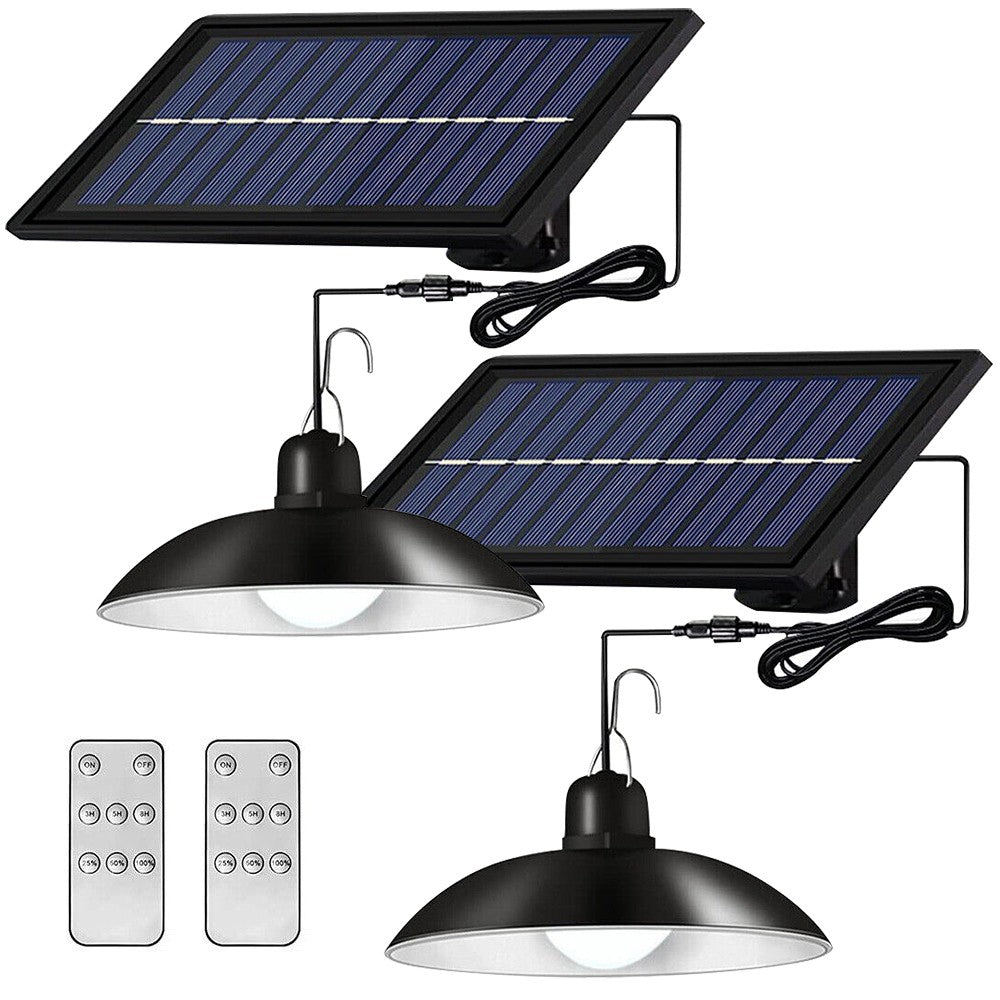 2Pack Solar Pendant Hanging Light Dimmable Outdoor Indoor Garden Yard Shed Lamp