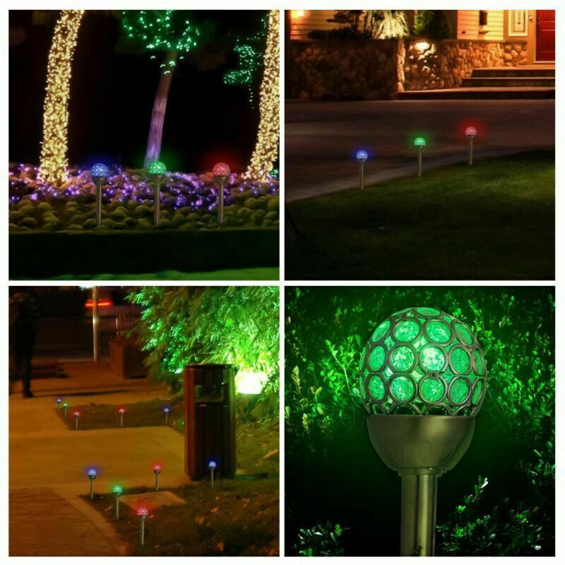 3 Pack Outdoor Solar Lights IP44 Waterproof Ball RGB Light Garden Decor Lamp