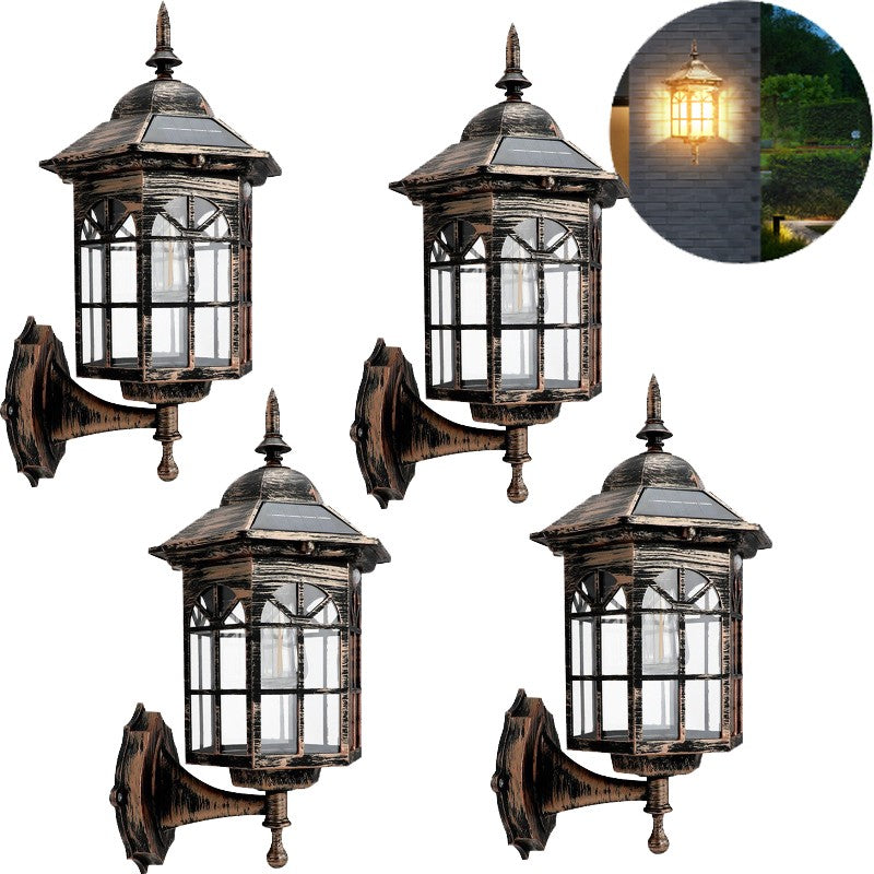 4Pack LED Solar Wall Lantern Light Dusk To Dawn Sconce Lamp Porch Outdoor Lamp