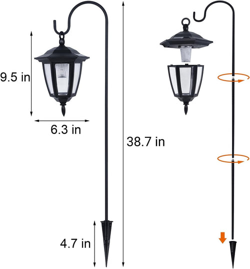 2 Pack Solar Hanging Lantern Lights Outdoor Waterproof Garden Pathway Yard Decor